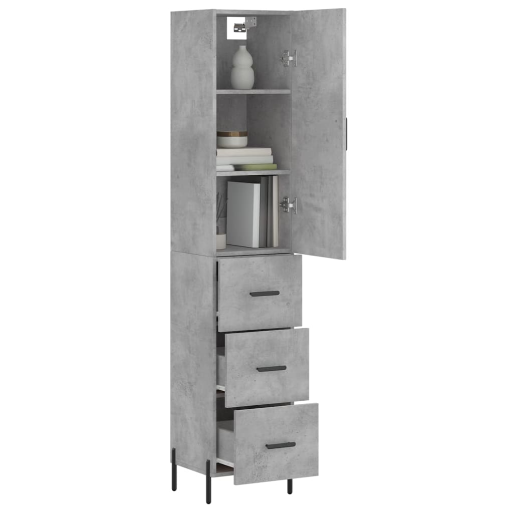Credenza-Buffet-Armadio da cucina Grigio Cemento 34,5x34x180 cm in Legno Multistrato 175970