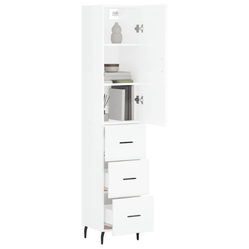 Credenza 34,5x34x180 cm in Legno Multistrato Bianco Lucidocod mxl 102028