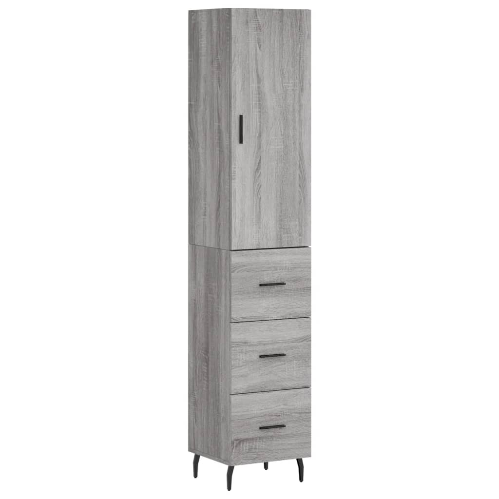 Credenza-Buffet-Armadio da cucina Grigio Sonoma 34,5x34x180 cm in Legno Multistrato 624293