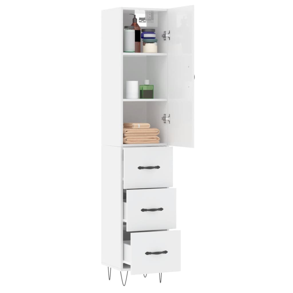 Credenza 34,5x34x180 cm in Legno Multistrato Bianco Lucido 3198883