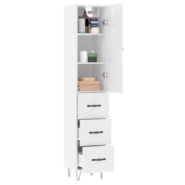 Credenza 34,5x34x180 cm in Legno Multistrato Bianco Lucido 3198883