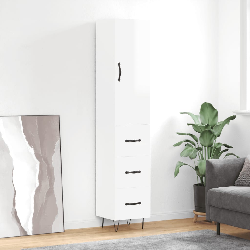 Credenza 34,5x34x180 cm in Legno Multistrato Bianco Lucido 3198883