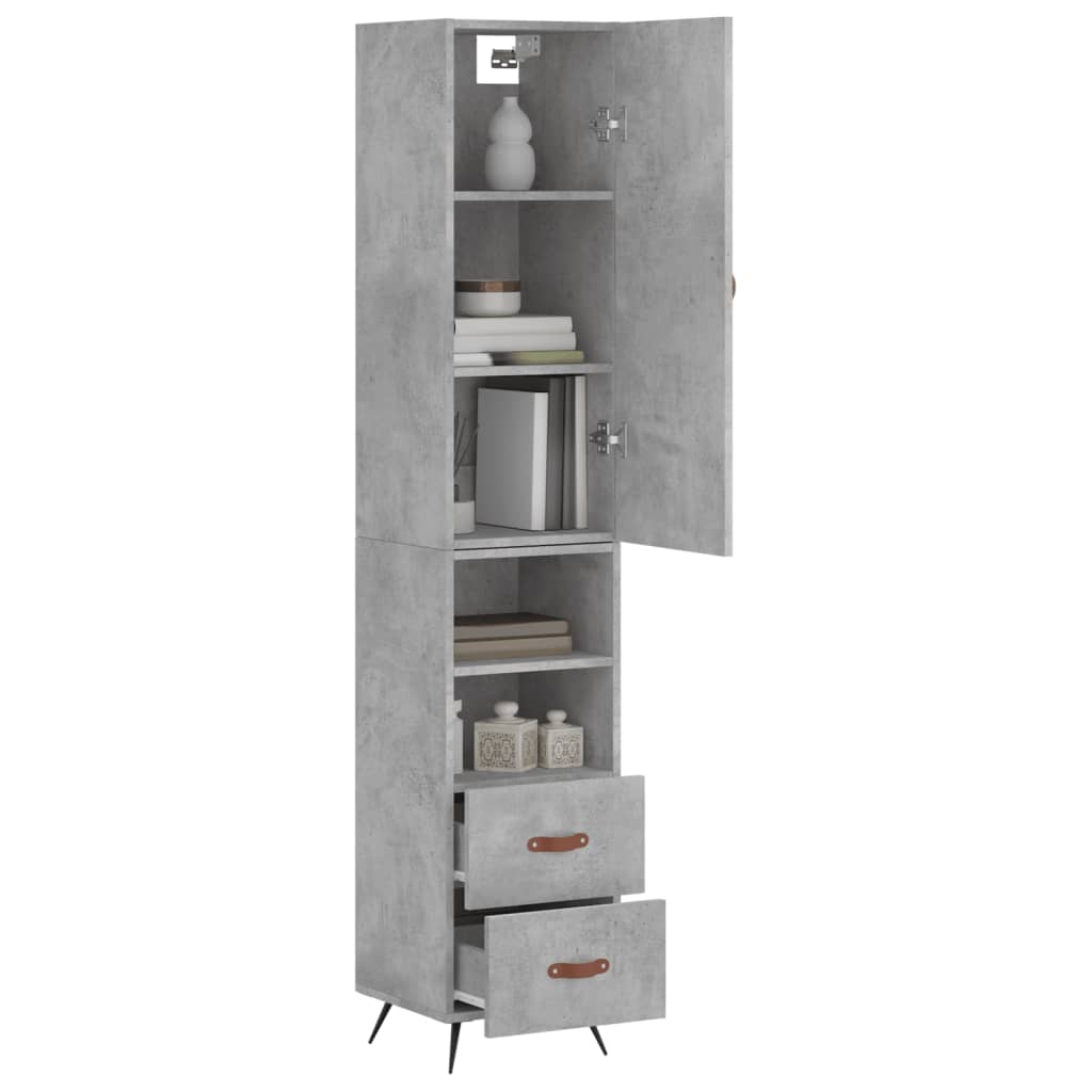 Credenza-Buffet-Armadio da cucina Grigio Cemento 34,5x34x180 cm in Legno Multistrato 804869