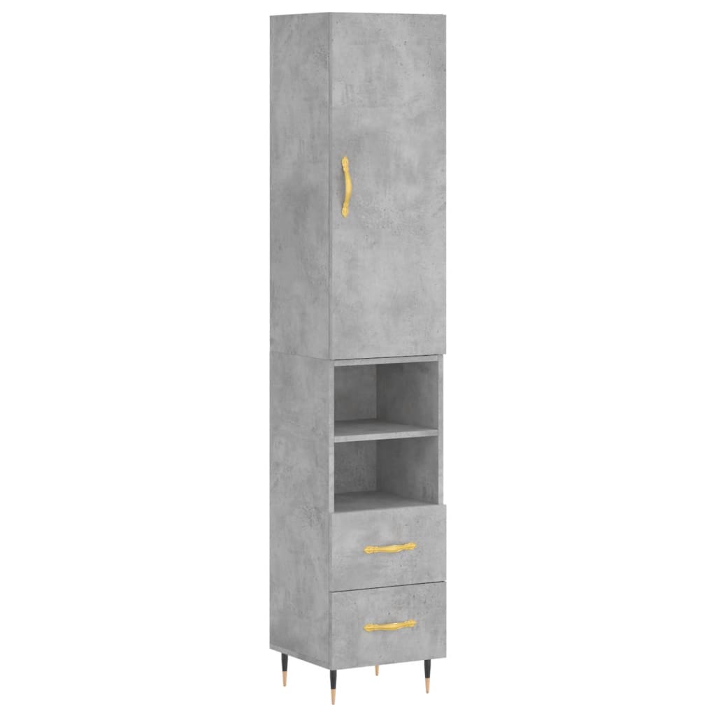 Credenza-Buffet-Armadio da cucina Grigio Cemento 34,5x34x180 cm in Legno Multistrato 443595