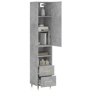 Credenza-Buffet-Armadio da cucina Grigio Cemento 34,5x34x180 cm in Legno Multistrato 443595