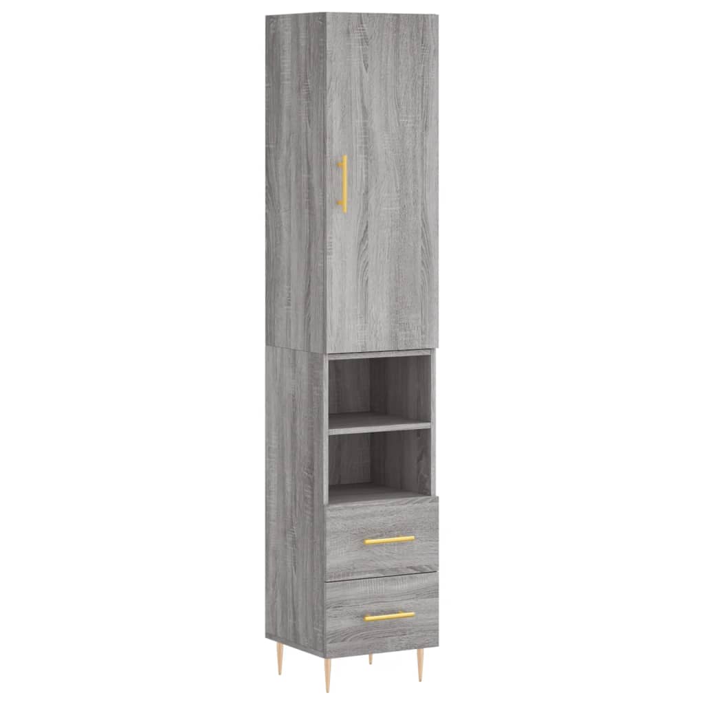 vidaXL Credenza Grigio Sonoma 34,5x34x180 cm in Legno Multistrato