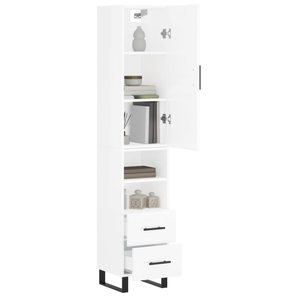 Credenza 34,5x34x180 cm in Legno Multistrato Bianco Lucido 3198939