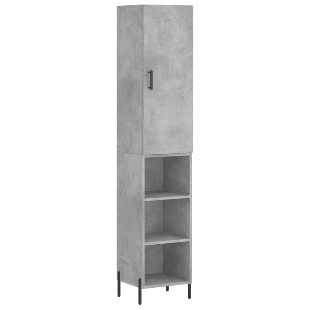 Credenza-Buffet-Armadio da cucina Grigio Cemento 34,5x34x180 cm in Legno Multistrato 592134