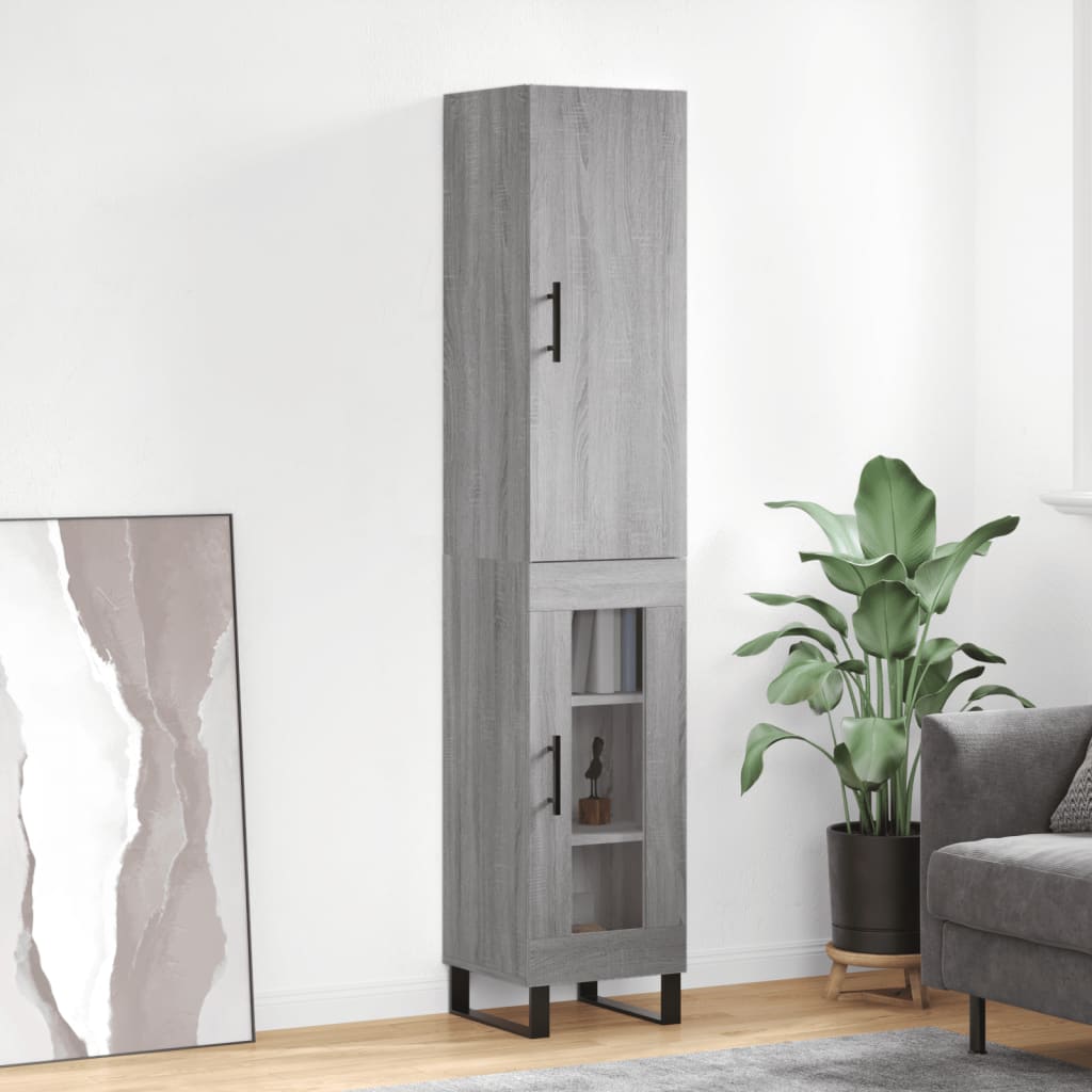 vidaXL Credenza Grigio Sonoma 34,5x34x180 cm in Legno Multistrato
