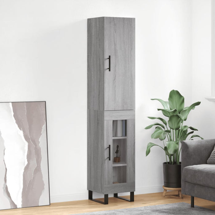 vidaXL Credenza Grigio Sonoma 34,5x34x180 cm in Legno Multistrato