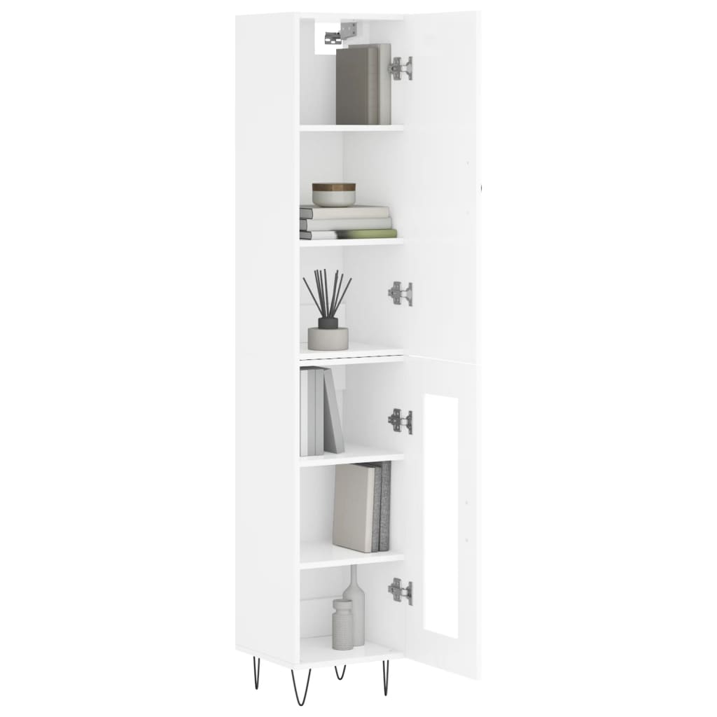 Credenza 34,5x34x180 cm in Legno Multistrato Bianco Lucidocod mxl 107461