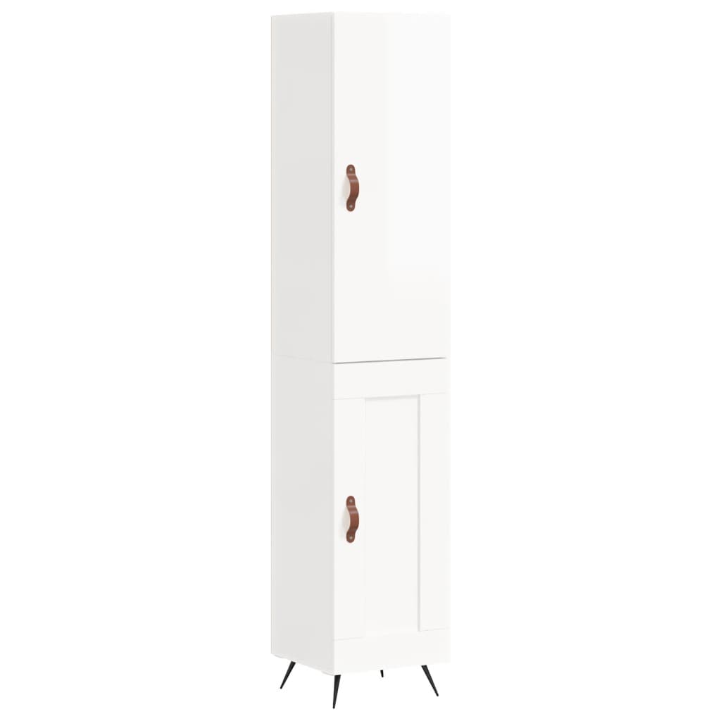 Credenza-Buffet-Armadio da cucina 34,5x34x180 cm in Legno Multistrato Bianco Lucido 758311