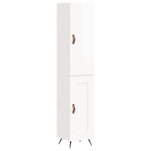 Credenza-Buffet-Armadio da cucina 34,5x34x180 cm in Legno Multistrato Bianco Lucido 758311