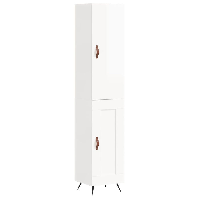 Credenza-Buffet-Armadio da cucina 34,5x34x180 cm in Legno Multistrato Bianco Lucido 758311