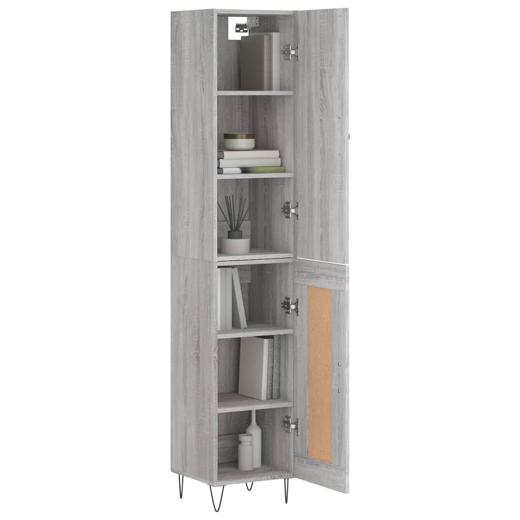 vidaXL Credenza Grigio Sonoma 34,5x34x180 cm in Legno Multistrato