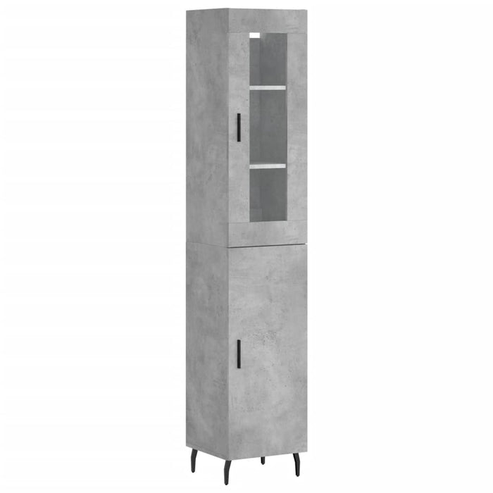 Credenza-Buffet-Armadio da cucina Grigio Cemento 34,5x34x180 cm in Legno Multistrato 365705