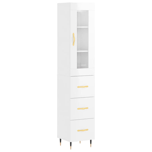 Credenza 34,5x34x180 cm in Legno Multistrato Bianco Lucido 3199219