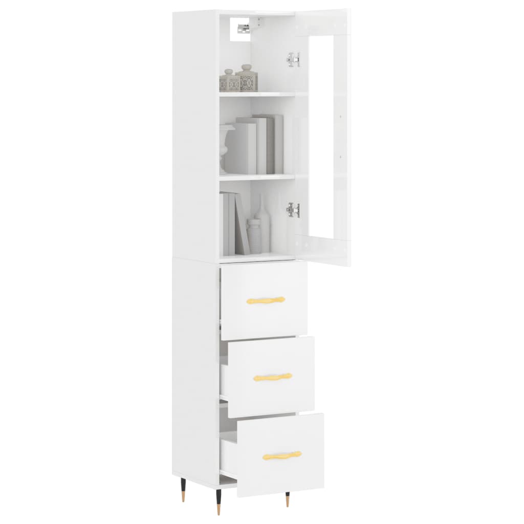 Credenza 34,5x34x180 cm in Legno Multistrato Bianco Lucido 3199219