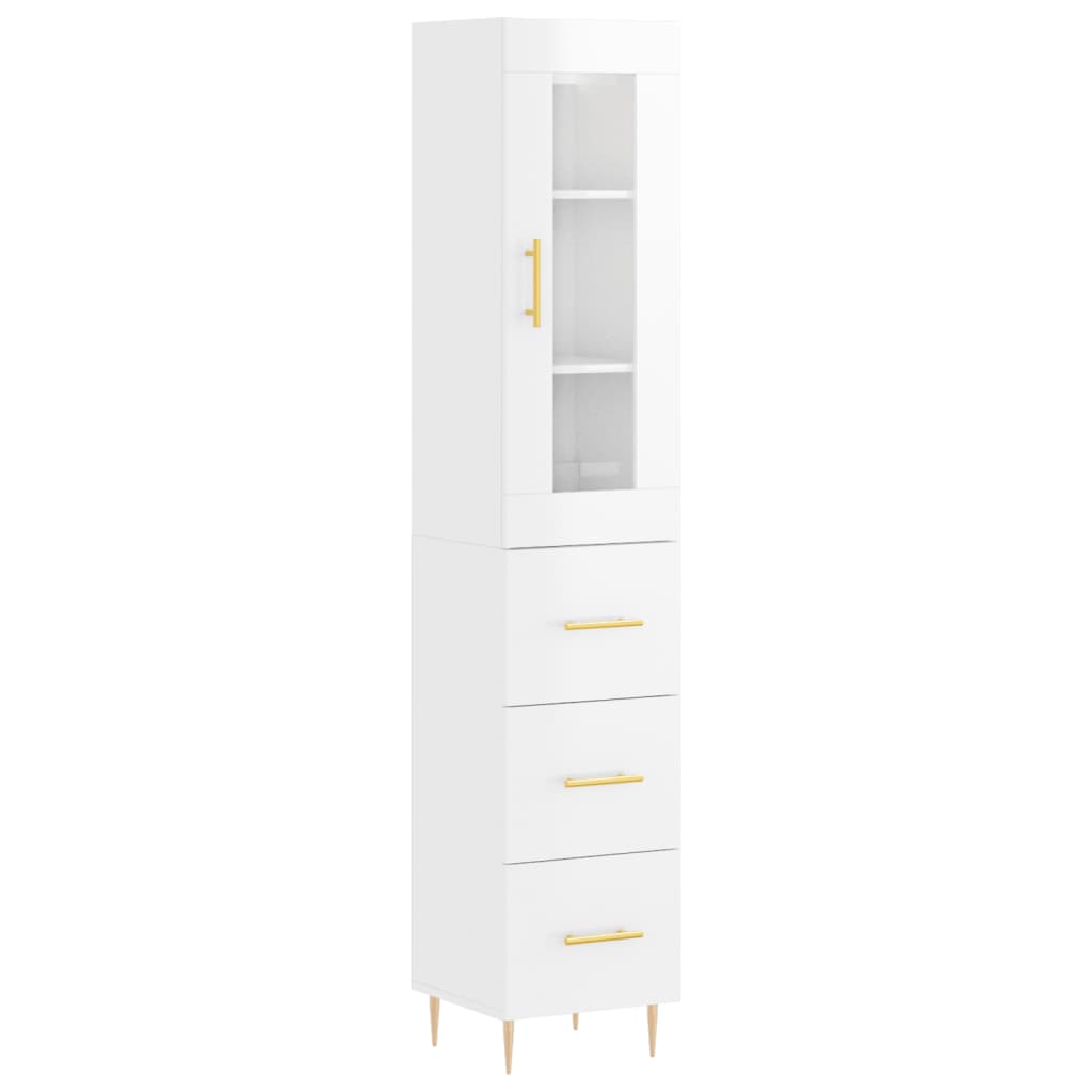 Credenza 34,5x34x180 cm in Legno Multistrato Bianco Lucidocod mxl 126012
