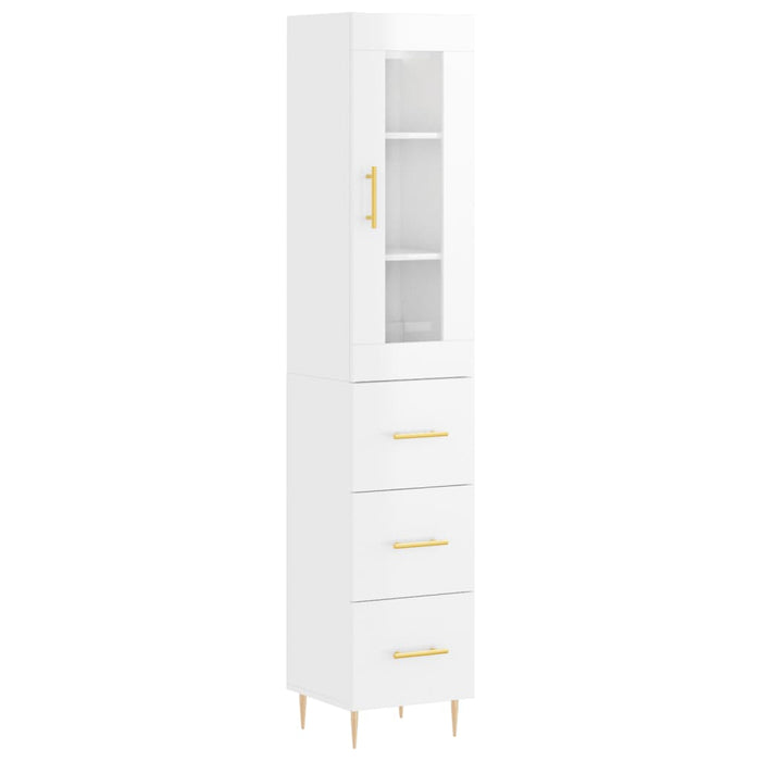 Credenza 34,5x34x180 cm in Legno Multistrato Bianco Lucidocod mxl 126012