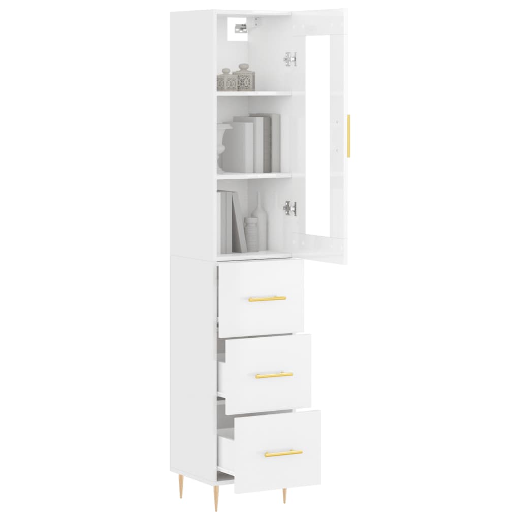 Credenza 34,5x34x180 cm in Legno Multistrato Bianco Lucidocod mxl 126012