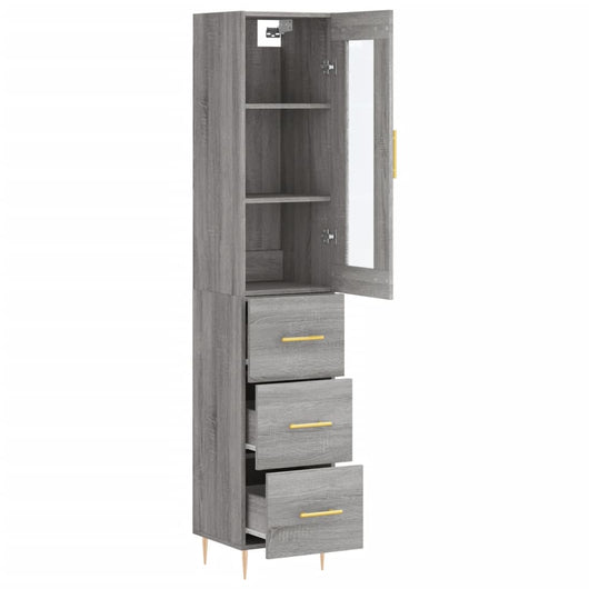 Credenza cassettiera mobile contenitore organizer cucina soggiorno salotto alto sonoma 345 x 34 x 180 cm legno ingegnerizzato grigio 02_0035219