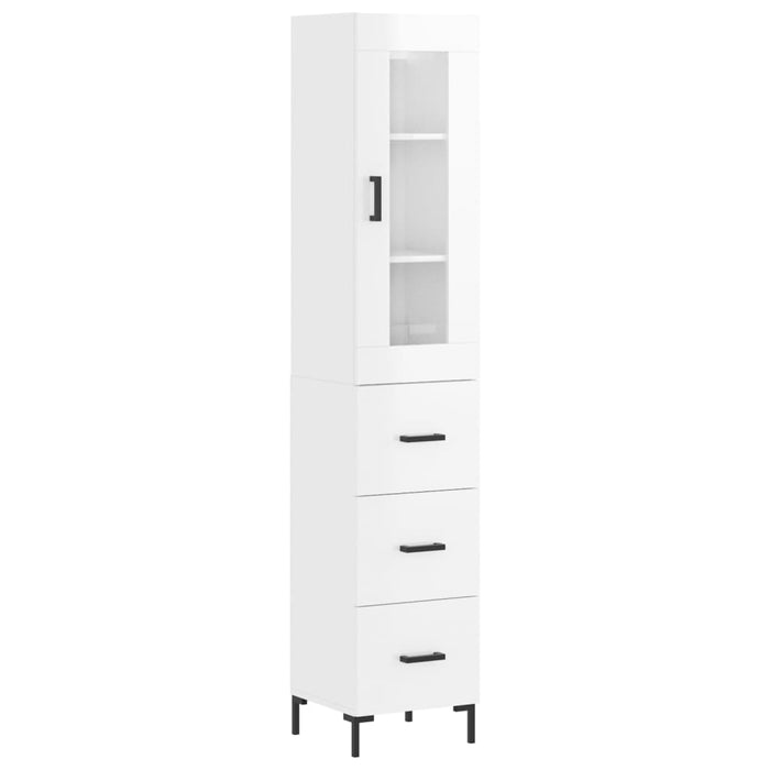 Credenza 34,5x34x180 cm in Legno Multistrato Bianco Lucidocod mxl 77991