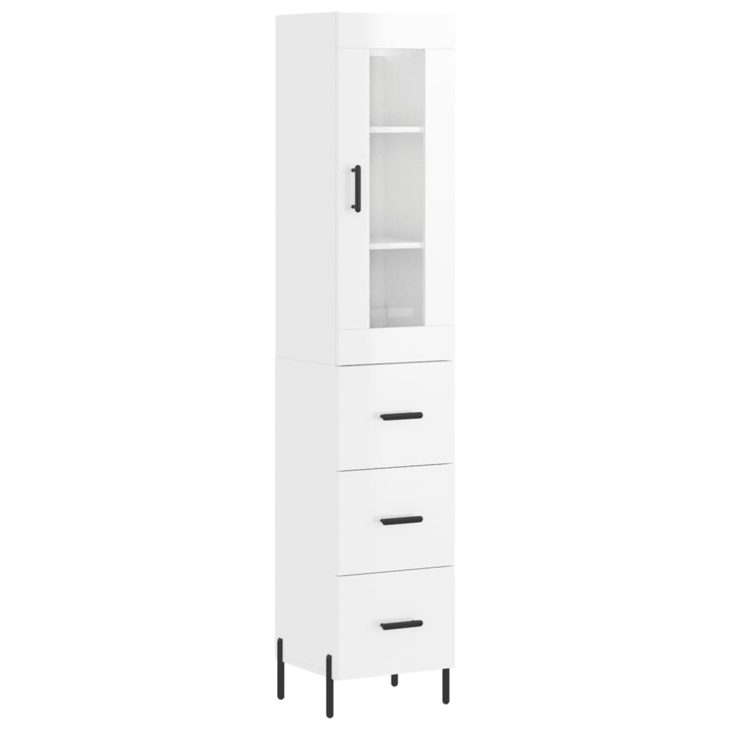 Credenza 34,5x34x180 cm in Legno Multistrato Bianco Lucidocod mxl 102029