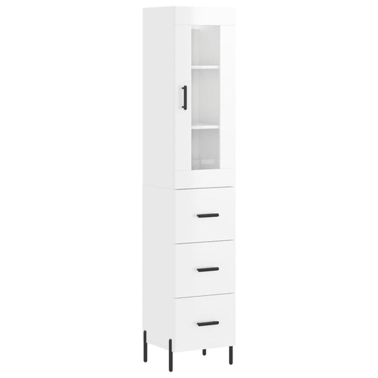 Credenza 34,5x34x180 cm in Legno Multistrato Bianco Lucidocod mxl 102029