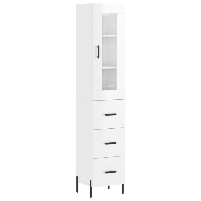 Credenza 34,5x34x180 cm in Legno Multistrato Bianco Lucidocod mxl 102029