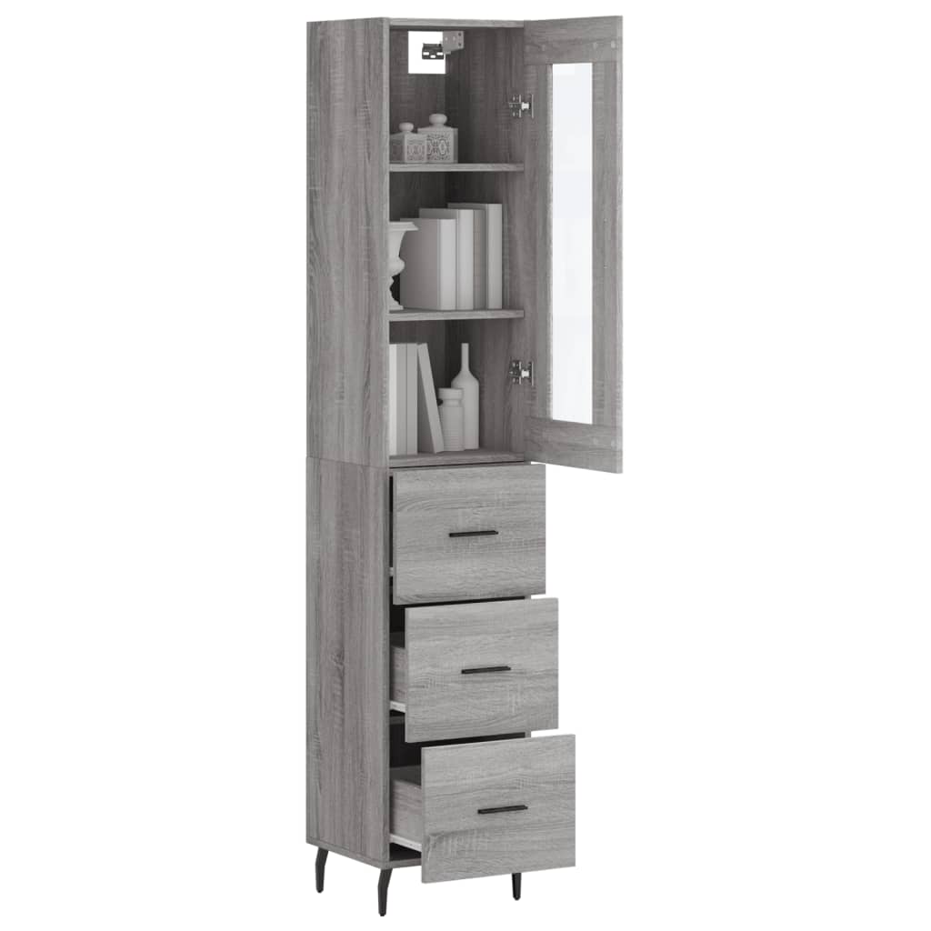 Credenza Grigio Sonoma 34,5x34x180 cm in Legno Multistrato 3199255
