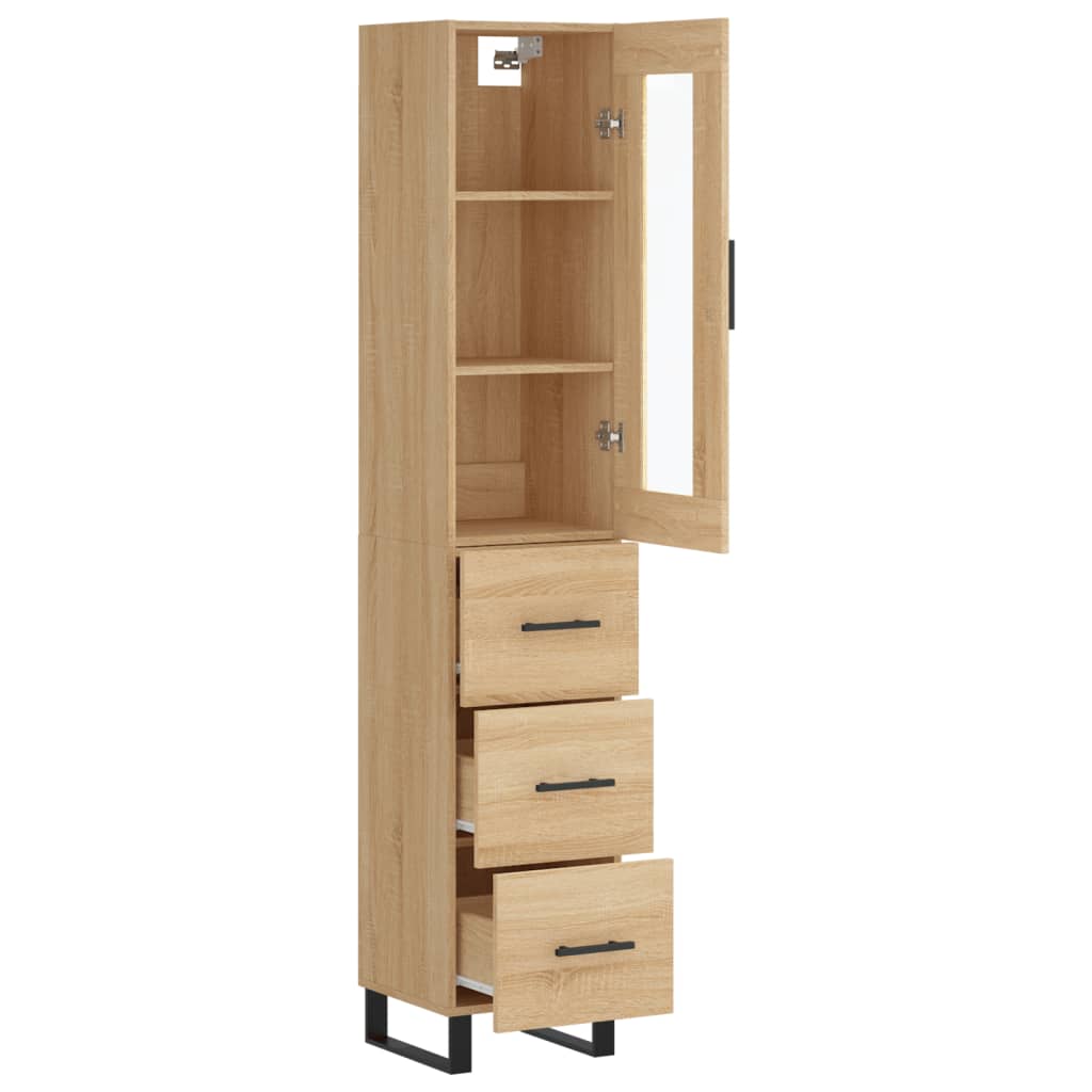 Credenza cassettiera mobile contenitore organizer cucina soggiorno salotto alto sonoma 345 x 34 x 180 cm legno ingegnerizzato marrone 02_0034048