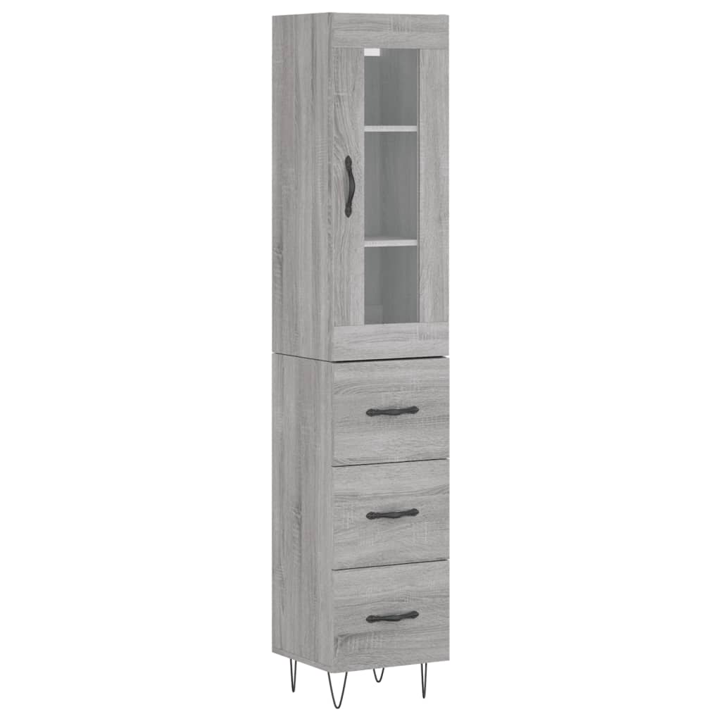 Credenza Grigio Sonoma 34,5x34x180 cm in Legno Multistratocod mxl 131390