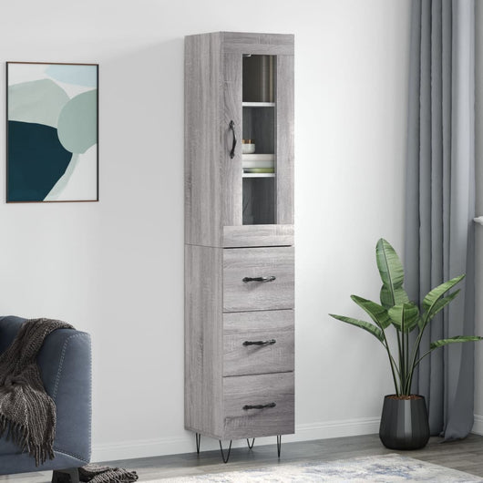 Credenza Grigio Sonoma 34,5x34x180 cm in Legno Multistratocod mxl 131390