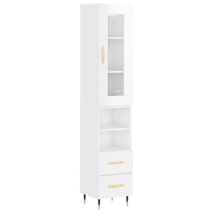 Credenza 34,5x34x180 cm in Legno Multistrato Bianco Lucidocod mxl 106771