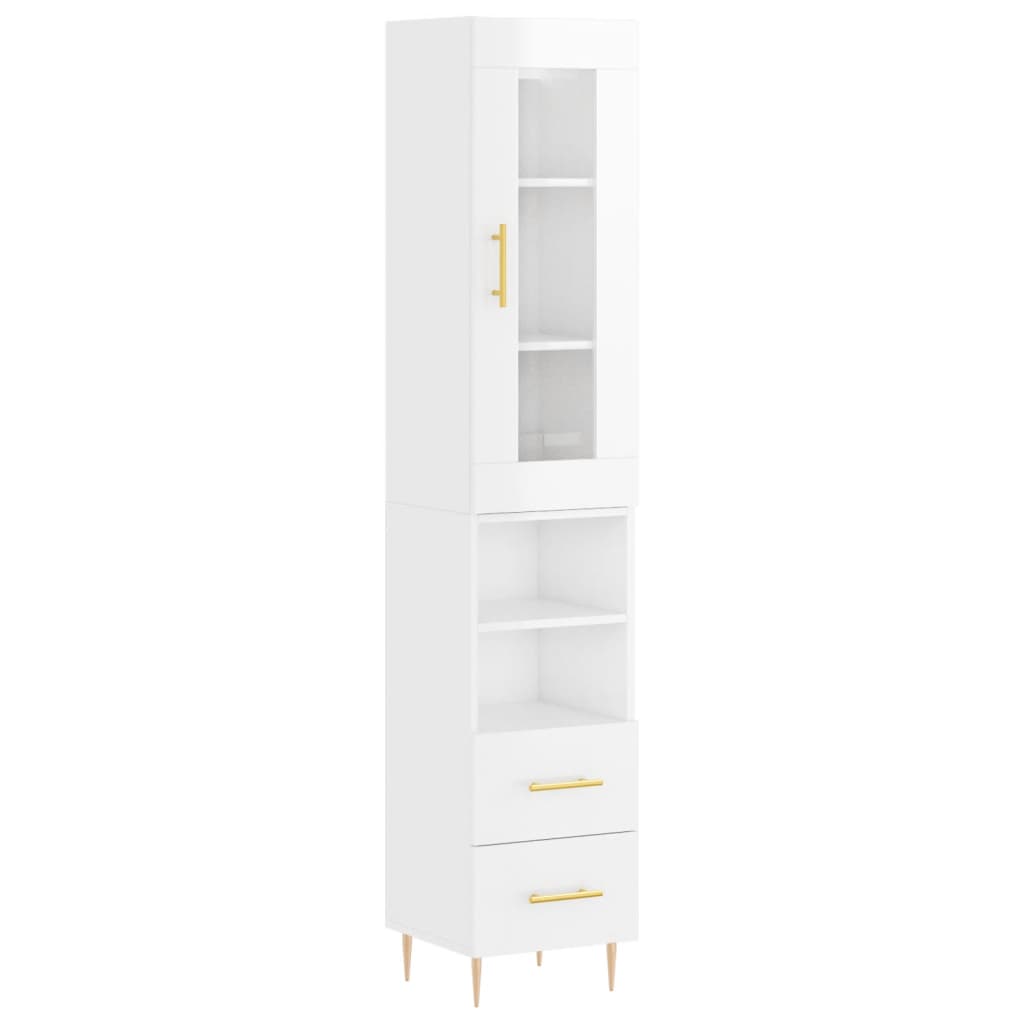 Credenza 34,5x34x180 cm in Legno Multistrato Bianco Lucido 3199291