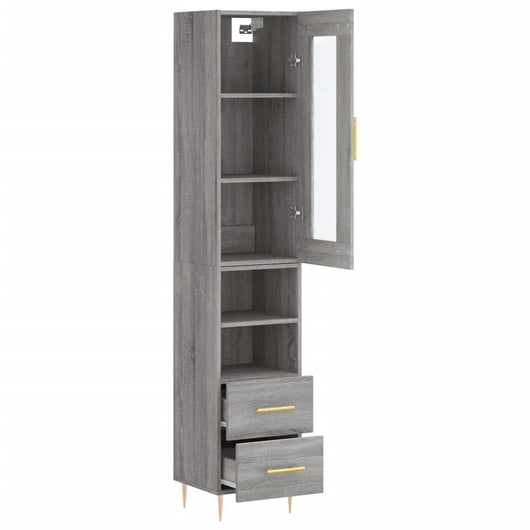 Credenza cassettiera mobile contenitore organizer cucina soggiorno salotto alto sonoma 345 x 34 x 180 cm legno ingegnerizzato grigio 02_0035344