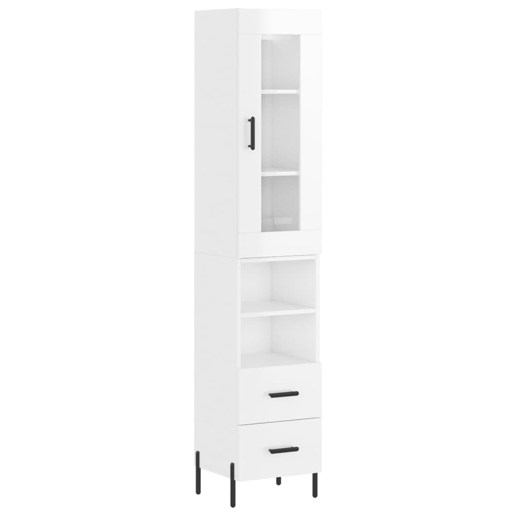 Credenza 34,5x34x180 cm in Legno Multistrato Bianco Lucidocod mxl 82633