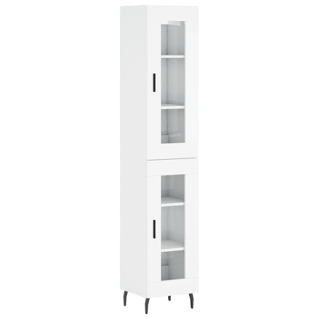 Credenza 34,5x34x180 cm in Legno Multistrato Bianco Lucidocod mxl 78004