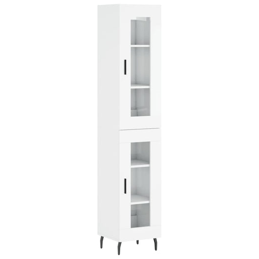 Credenza 34,5x34x180 cm in Legno Multistrato Bianco Lucidocod mxl 78004
