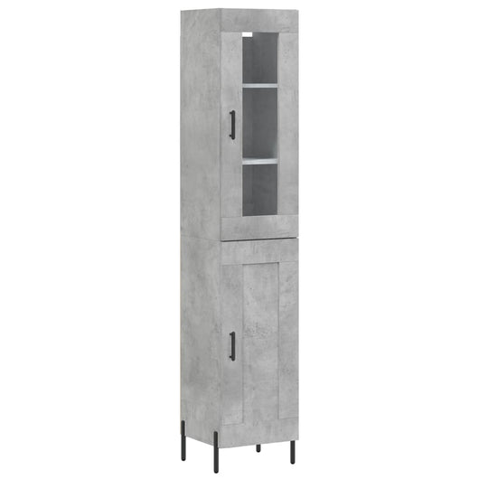 Credenza-Buffet-Armadio da cucina Grigio Cemento 34,5x34x180 cm in Legno Multistrato 895515