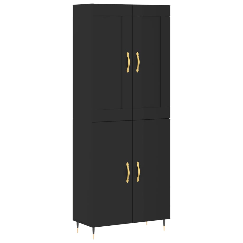 Credenza Nera 69,5x34x180 cm in Legno Multistrato 3199538