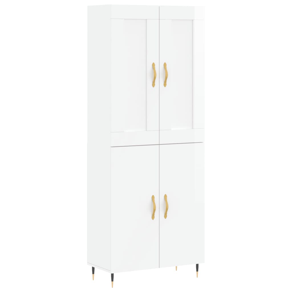 Credenza Bianco Lucido 69,5x34x180 cm in Legno Multistrato 3199539