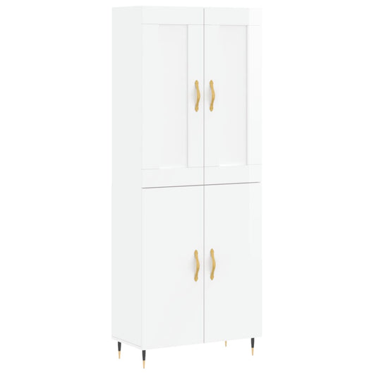 Credenza Bianco Lucido 69,5x34x180 cm in Legno Multistrato 3199539