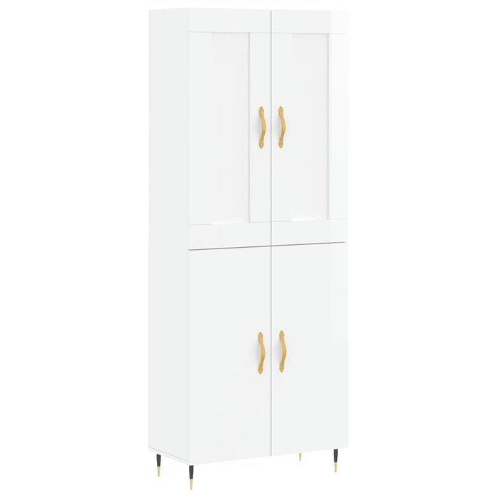 Credenza Bianco Lucido 69,5x34x180 cm in Legno Multistrato 3199539
