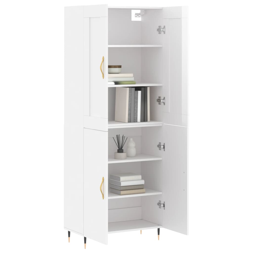 Credenza Bianco Lucido 69,5x34x180 cm in Legno Multistrato 3199539