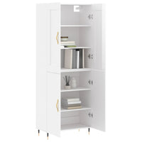 Credenza Bianco Lucido 69,5x34x180 cm in Legno Multistrato 3199539