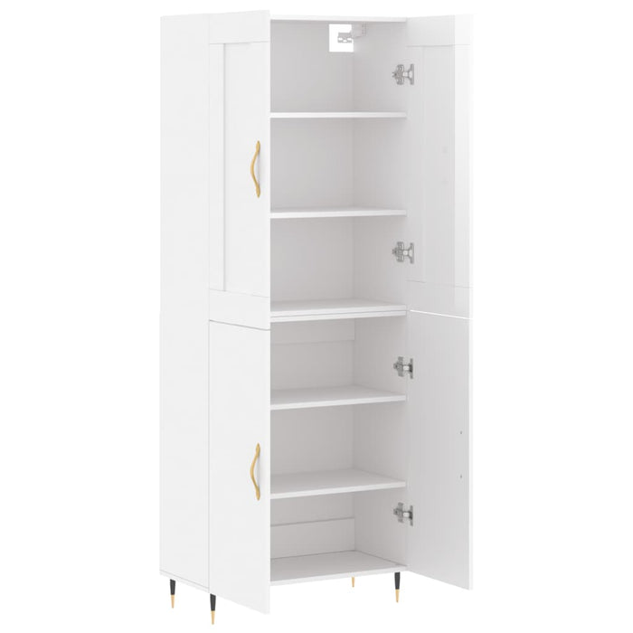 Credenza Bianco Lucido 69,5x34x180 cm in Legno Multistrato 3199539