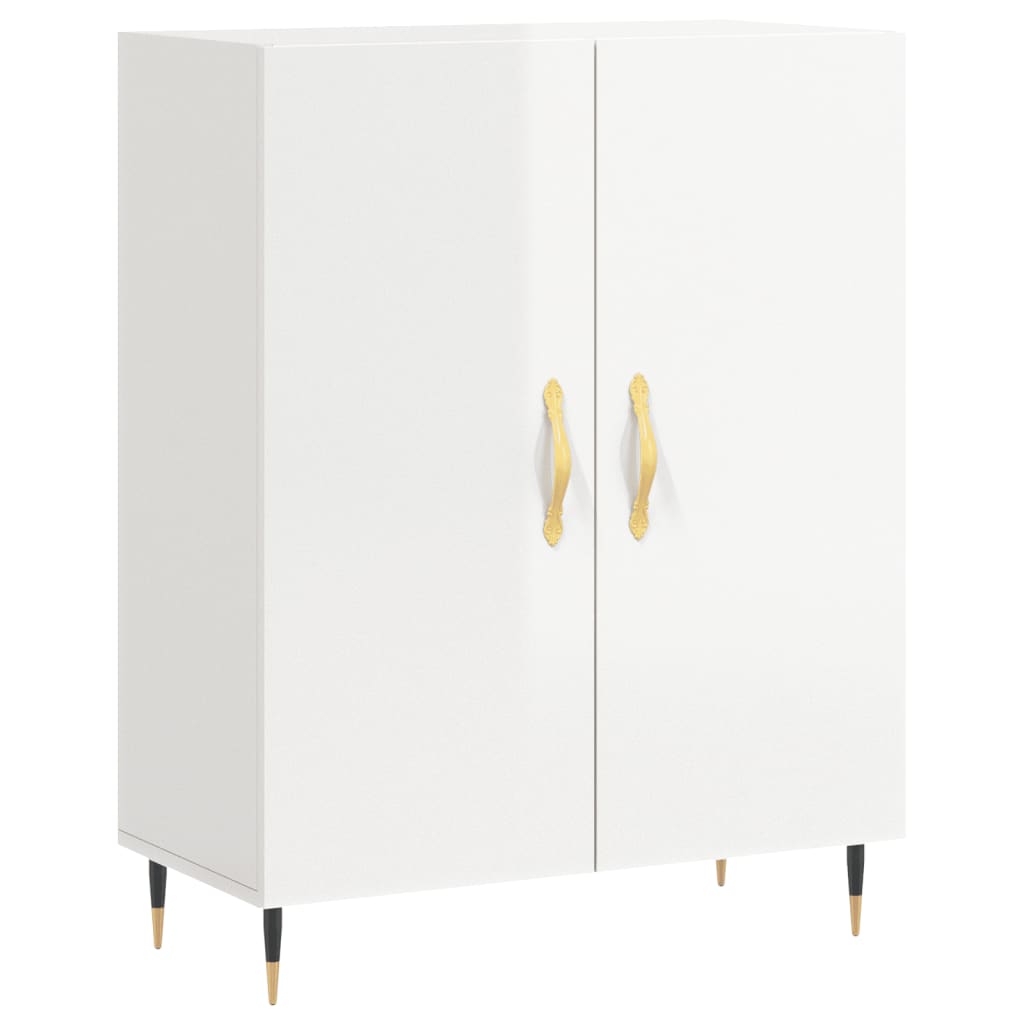 Credenza Bianco Lucido 69,5x34x180 cm in Legno Multistrato 3199539