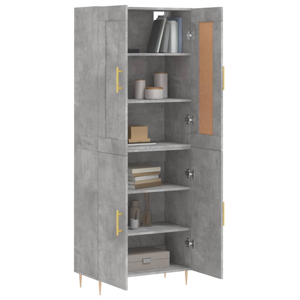 vidaXL Credenza Grigio Cemento 69,5x34x180 cm in Legno Multistrato